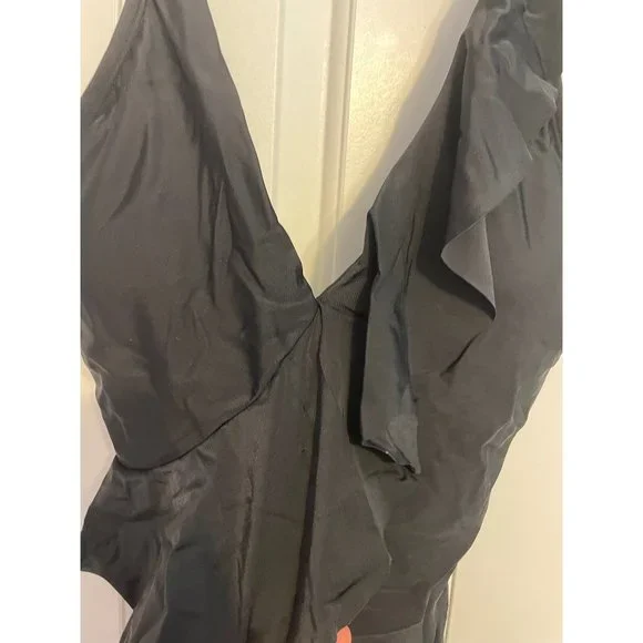 Kona Sol Women's ruffle front maillot black swimsuit NEW M - Picture 4 of 8